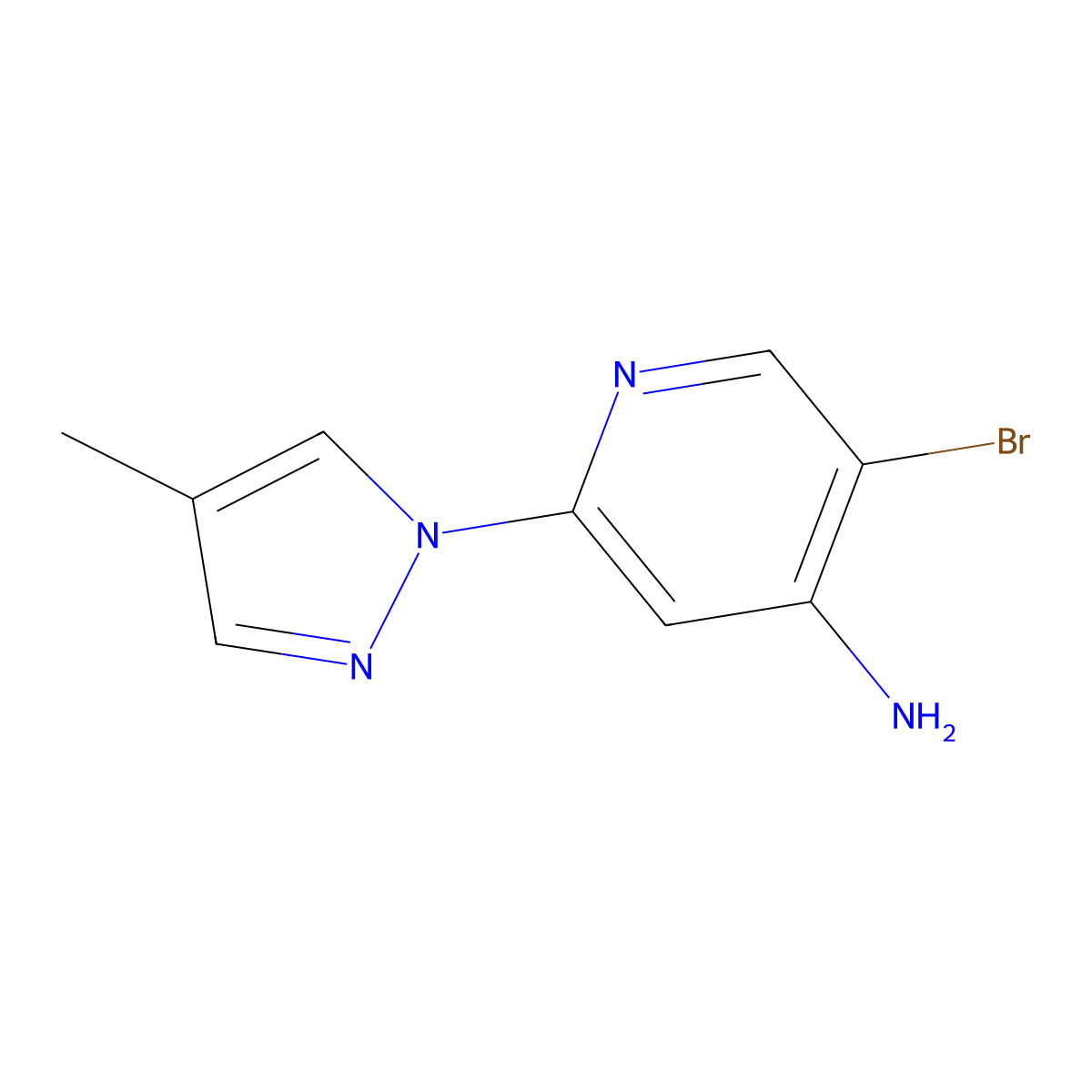 5-Bromo-2-(4-methyl-1H-pyrazol-1-YL)pyridin-4-amine molecular structure, CAS 1381933-24-9