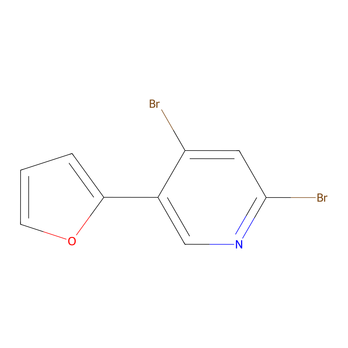 2,4-Dibromo-5-(2-furyl)pyridine molecular structure, CAS 1381933-25-0