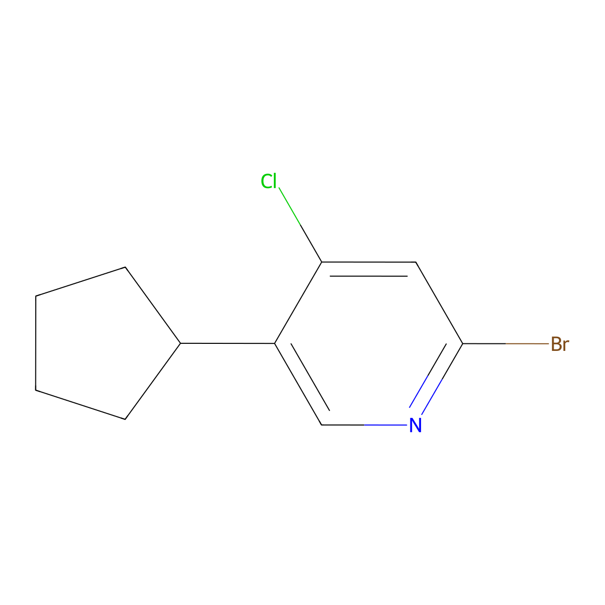 2-Bromo-4-chloro-5-(cyclopentyl)pyridine molecular structure, CAS 1381933-26-1