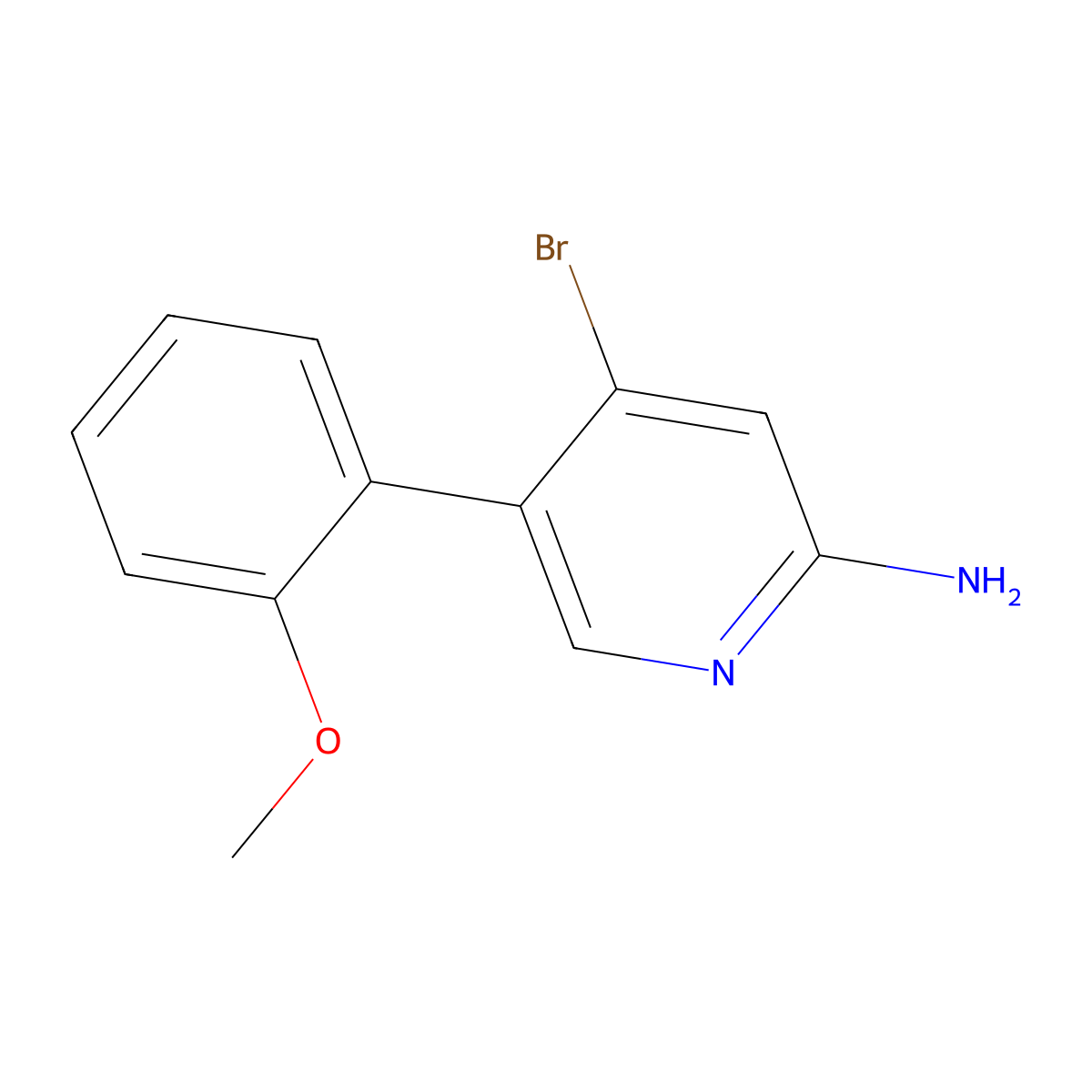 2-Amino-4-bromo-5-(2-methoxyphenyl)pyridine molecular structure, CAS 1381933-28-3