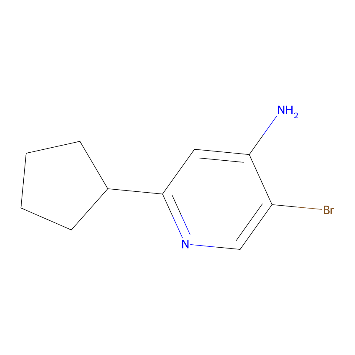 5-Bromo-2-cyclopentylpyridin-4-amine molecular structure, CAS 1381933-29-4