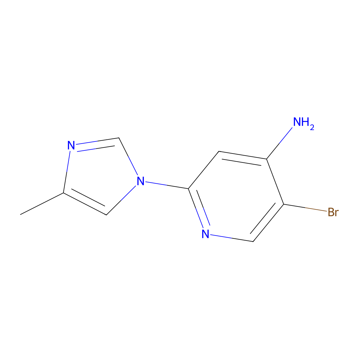 5-Bromo-2-(4-methyl-1H-imidazol-1-YL)pyridin-4-amine molecular structure, CAS 1381933-30-7