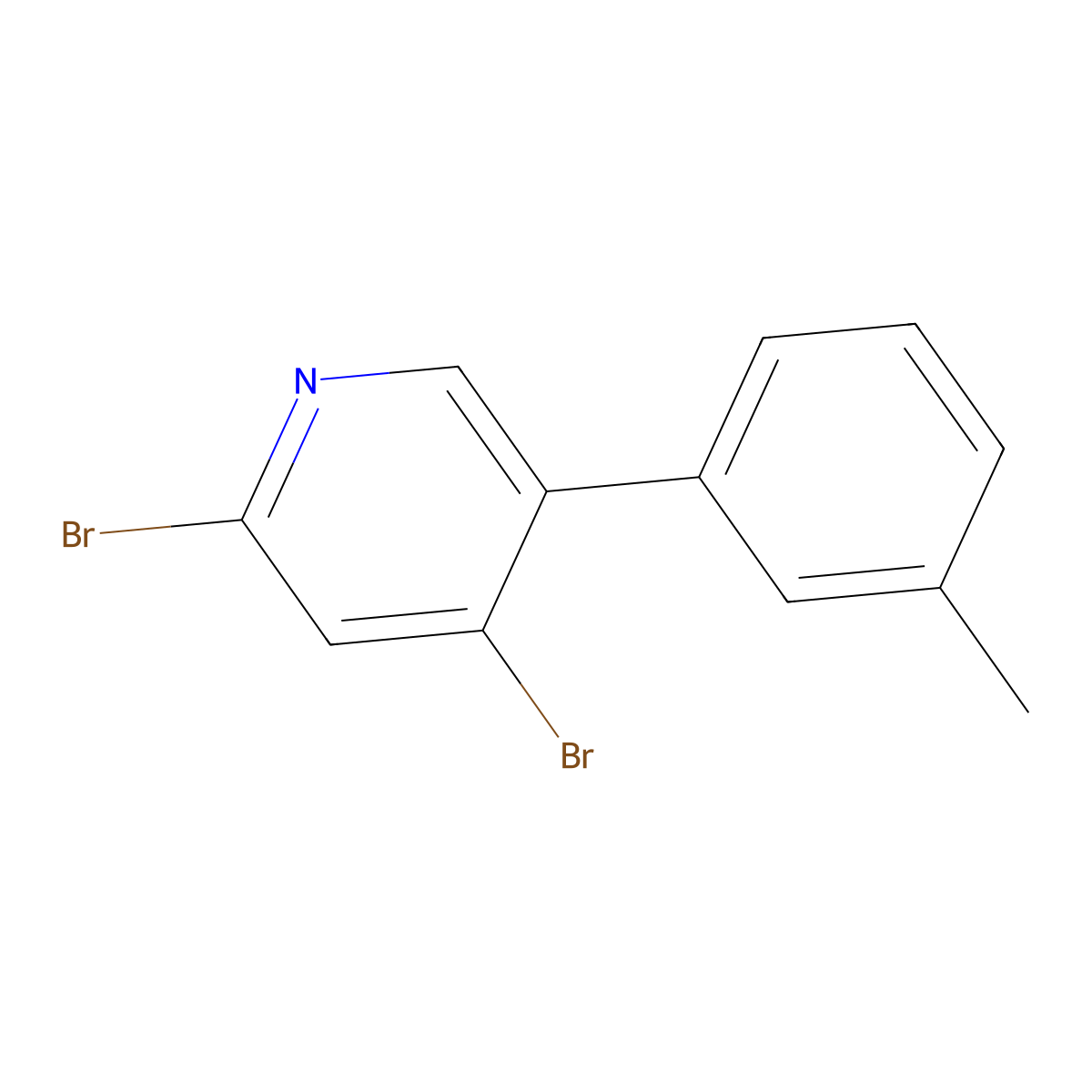 2,4-Dibromo-5-(3-tolyl)pyridine molecular structure, CAS 1381933-32-9