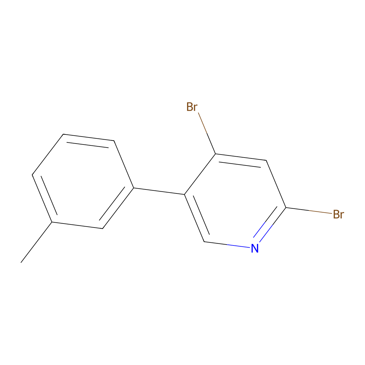 2,4-Dibromo-5-(3-tolyl)pyridine molecular structure, CAS 1381933-32-9