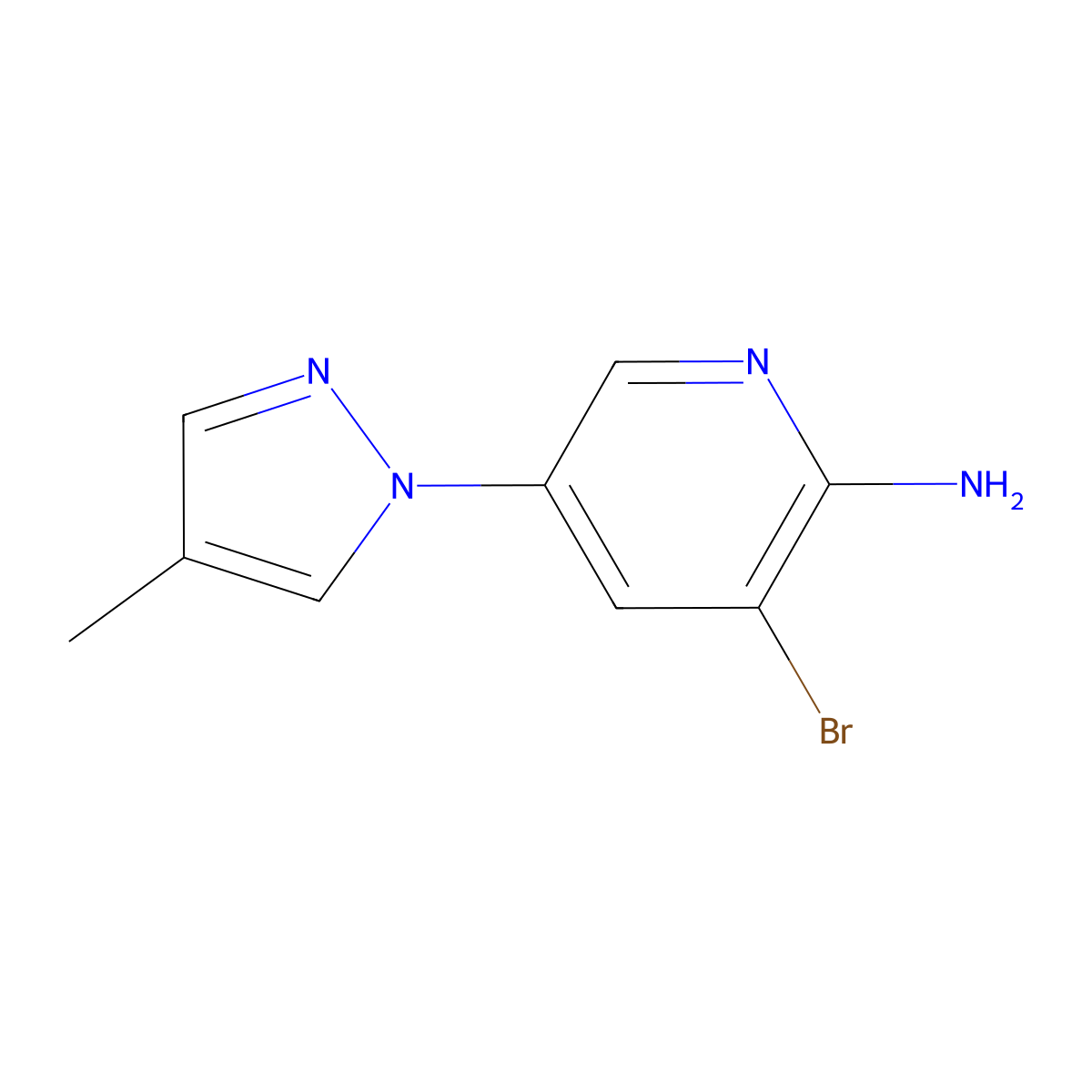 2-Amino-3-bromo-5-(4-methyl-1H-pyrazol-1-yl)pyridine molecular structure, CAS 1381933-33-0