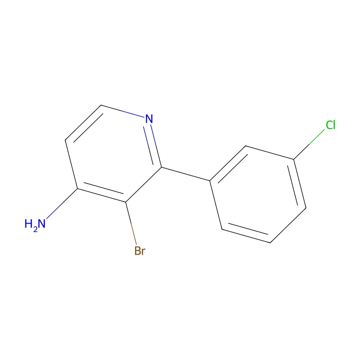 3-Bromo-2-(3-chlorophenyl)pyridin-4-amine molecular structure, CAS 1381933-34-1