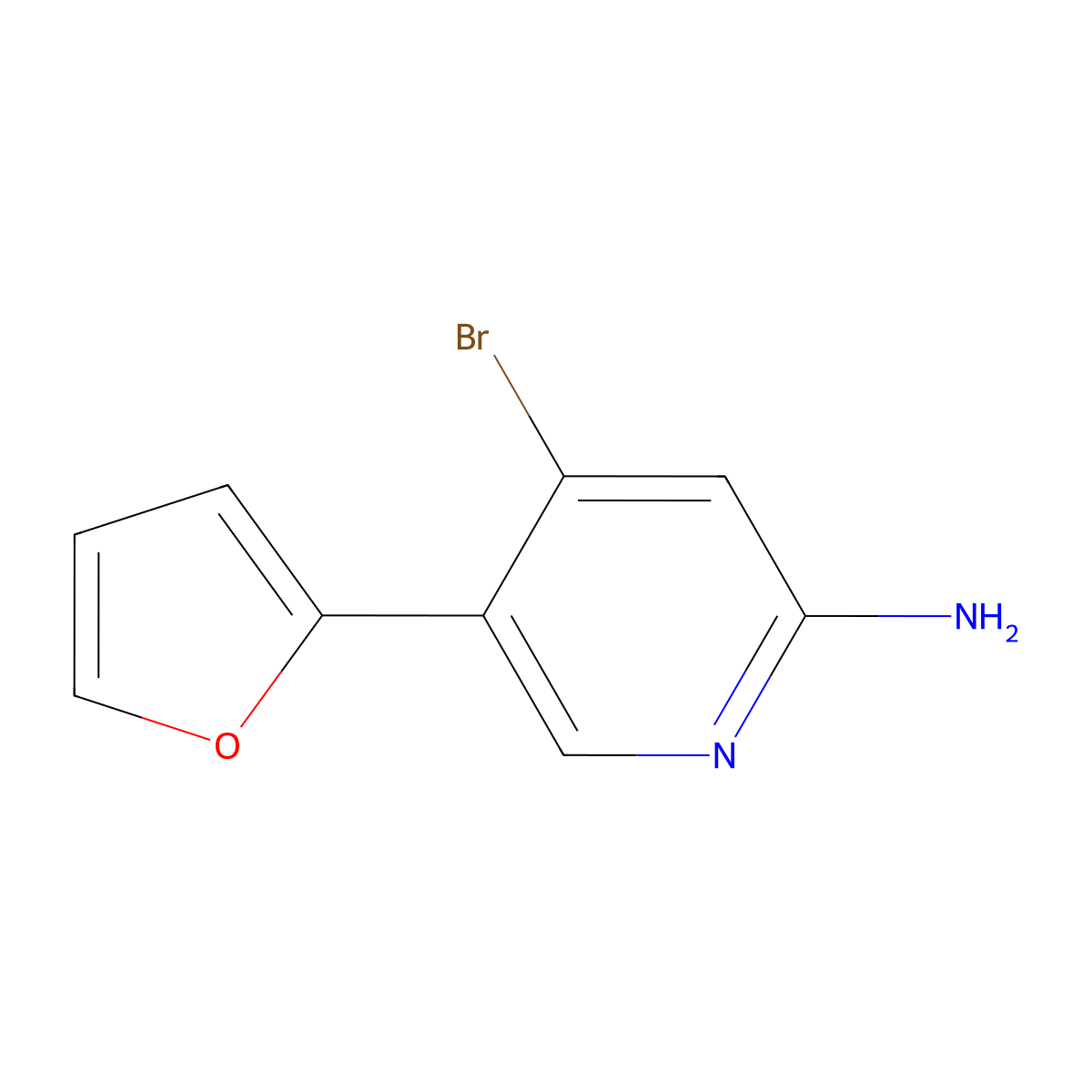 4-Bromo-2-amino-5-(2-furyl)pyridine molecular structure, CAS 1381933-36-3