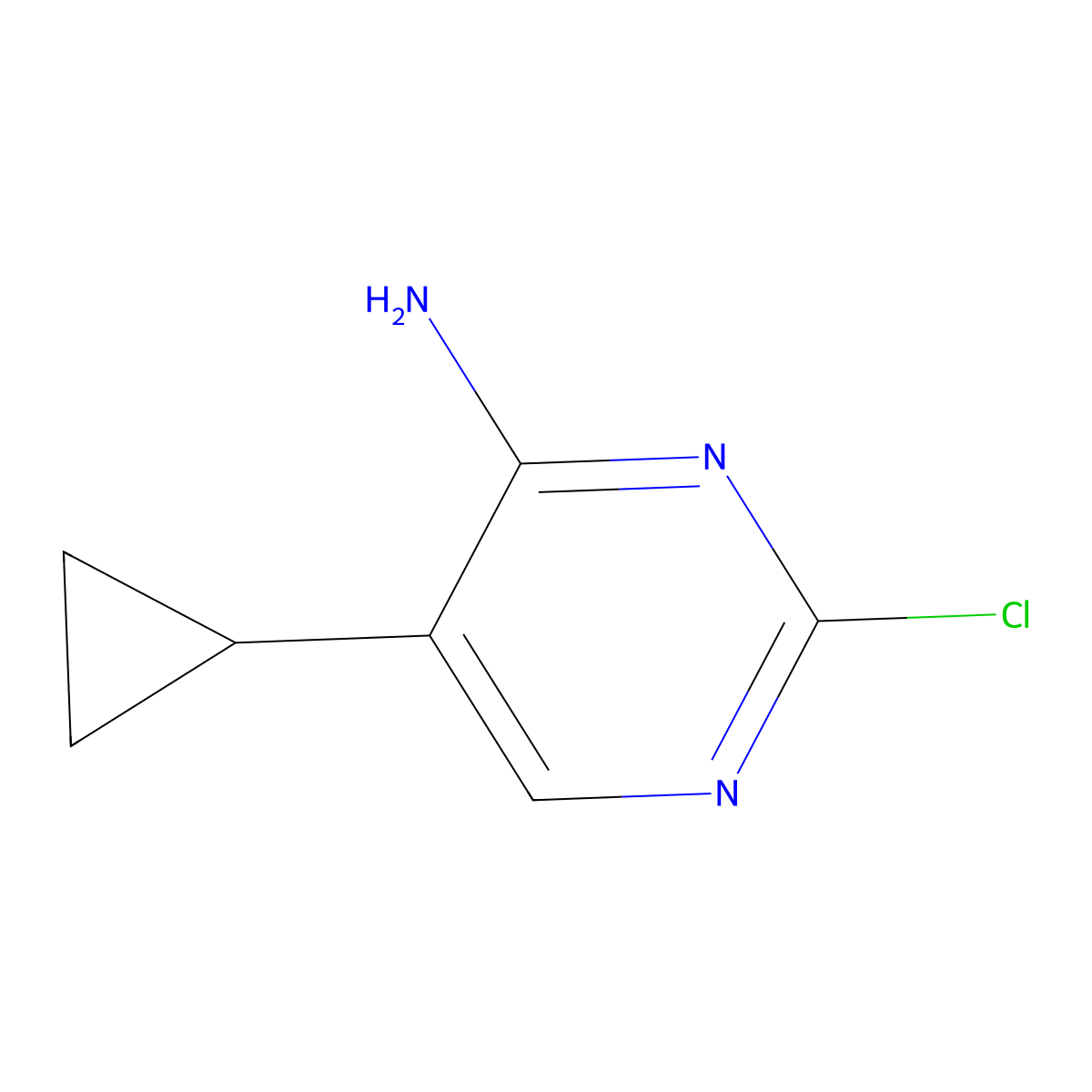 2-Chloro-5-cyclopropylpyrimidin-4-amine molecular structure, CAS 1381933-37-4