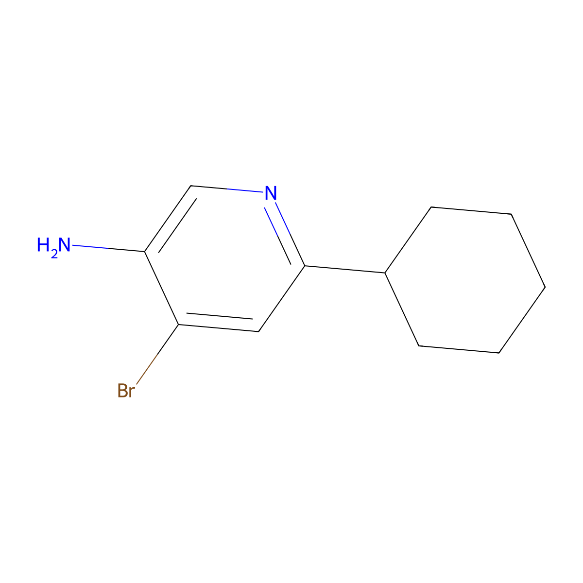 4-Bromo-3-amino-6-(cyclohexyl)pyridine molecular structure, CAS 1381933-39-6