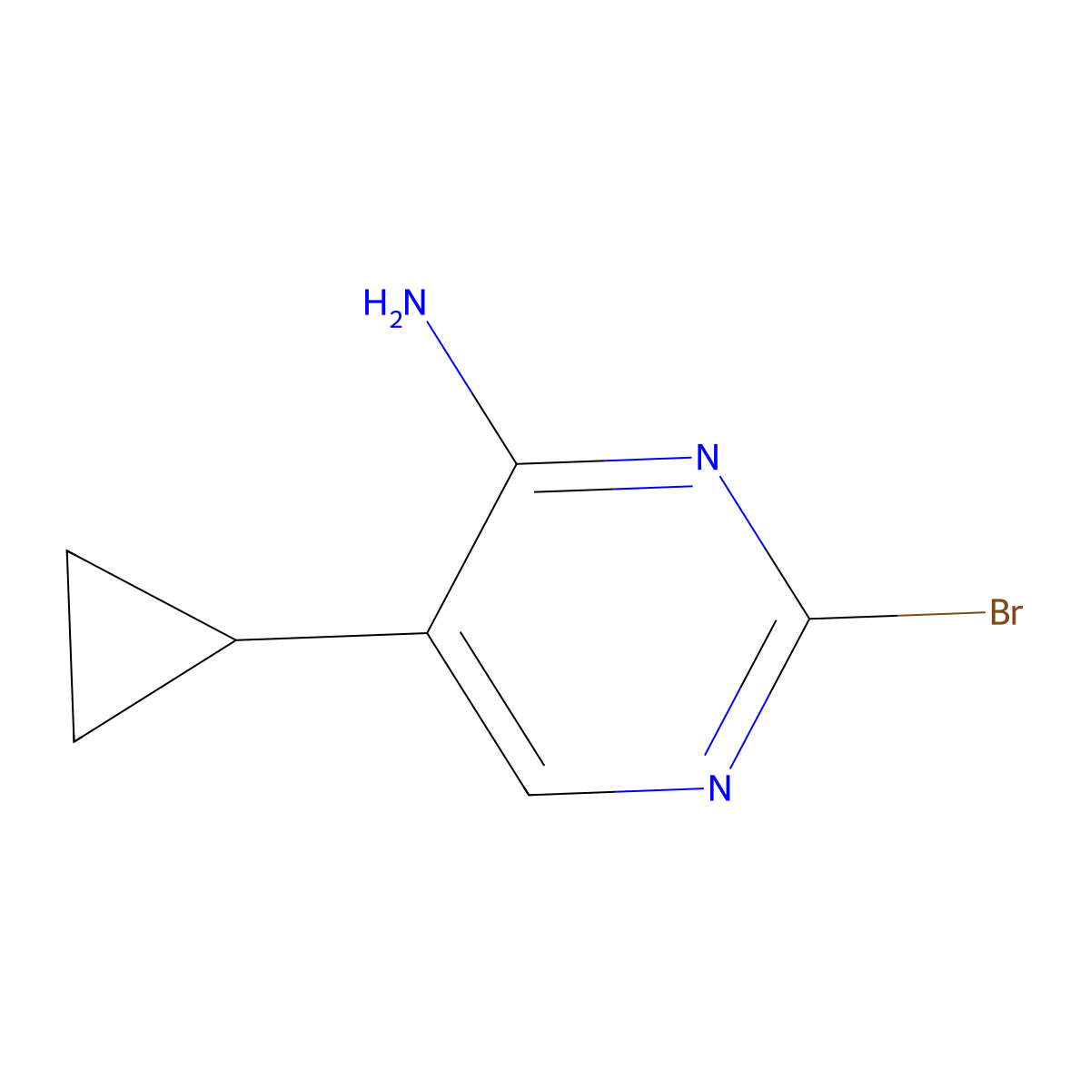 2-Bromo-4-amino-5-(cyclopropyl)pyrimidine molecular structure, CAS 1381933-40-9