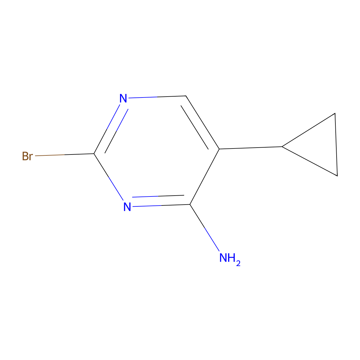 2-Bromo-4-amino-5-(cyclopropyl)pyrimidine molecular structure, CAS 1381933-40-9
