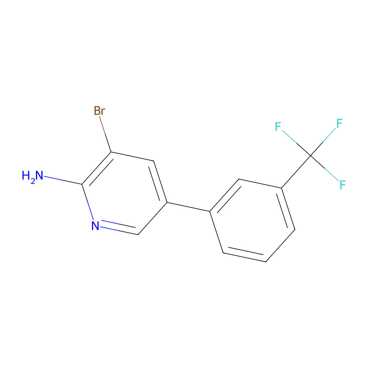 2-Amino-3-bromo-5-(3-trifluoromethylphenyl)pyridine molecular structure, CAS 1381933-41-0