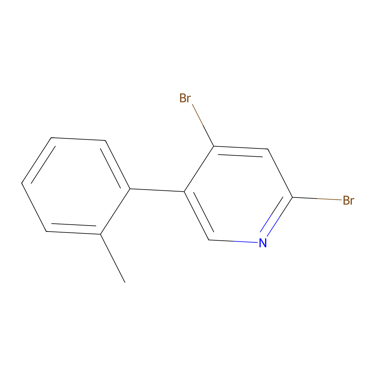2,4-Dibromo-5-(2-tolyl)pyridine molecular structure, CAS 1381933-44-3