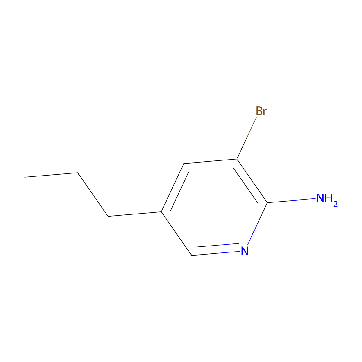 2-Amino-3-bromo-5-(n-propyl)pyridine molecular structure, CAS 1381933-45-4