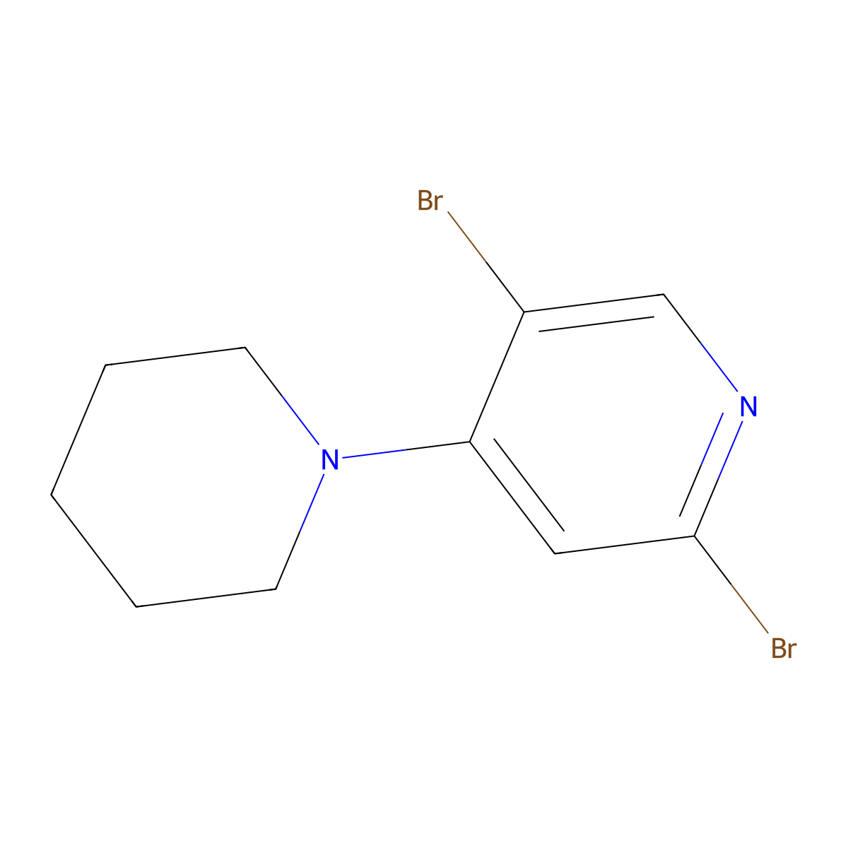 2,5-Dibromo-4-(piperidin-1-yl)pyridine molecular structure, CAS 1381933-46-5