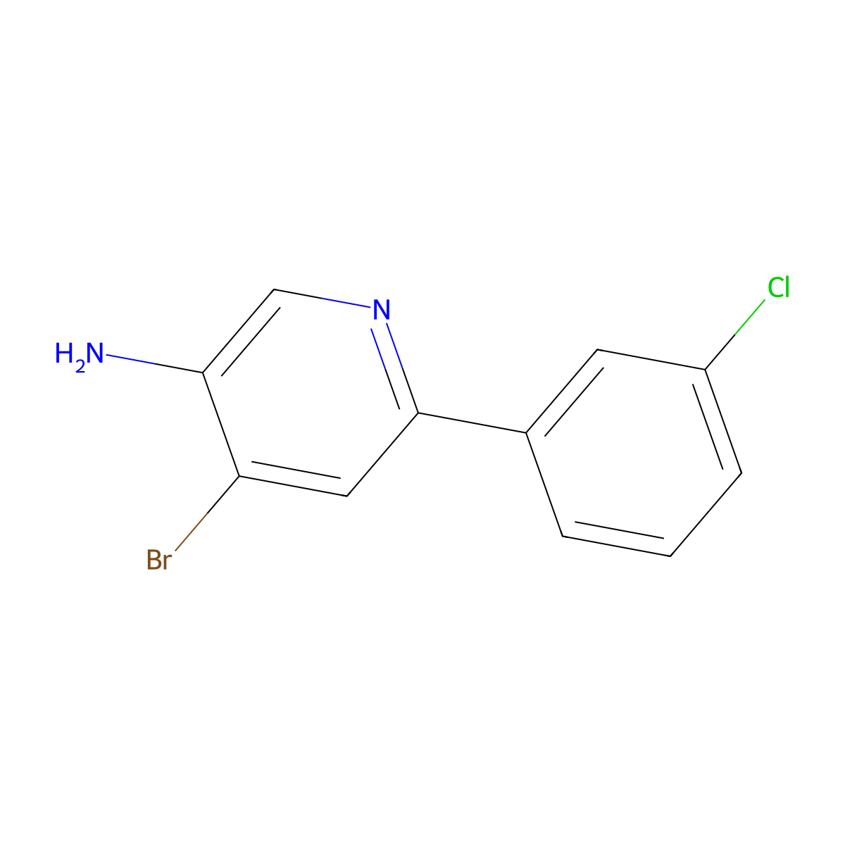 4-Bromo-3-amino-6-(3-chlorophenyl)pyridine molecular structure, CAS 1381933-47-6