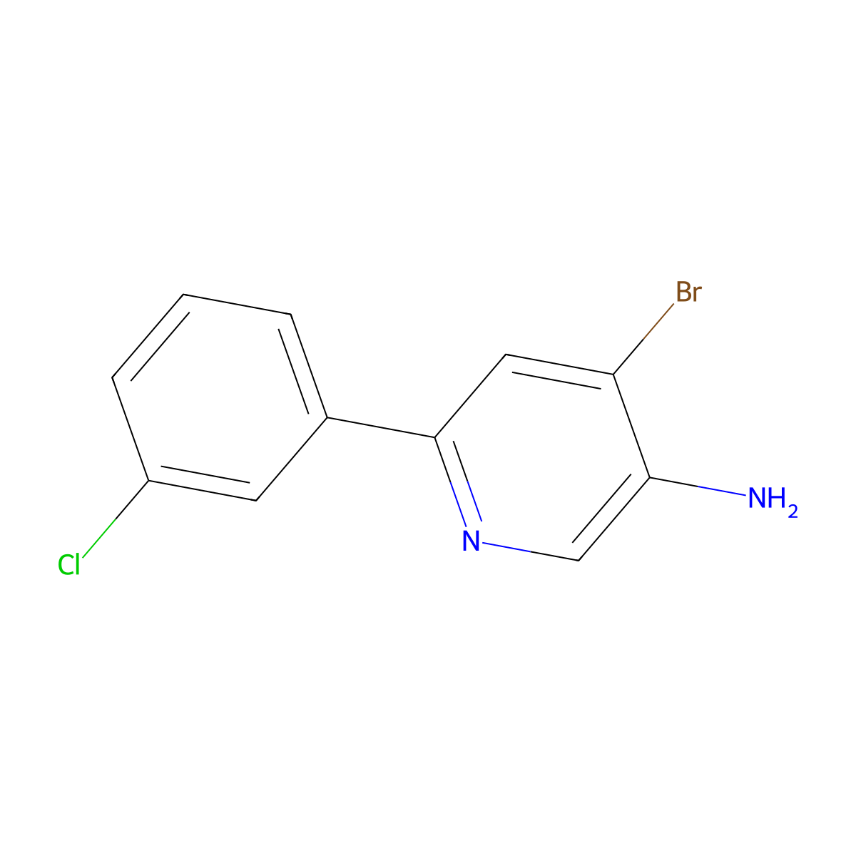 4-Bromo-3-amino-6-(3-chlorophenyl)pyridine molecular structure, CAS 1381933-47-6