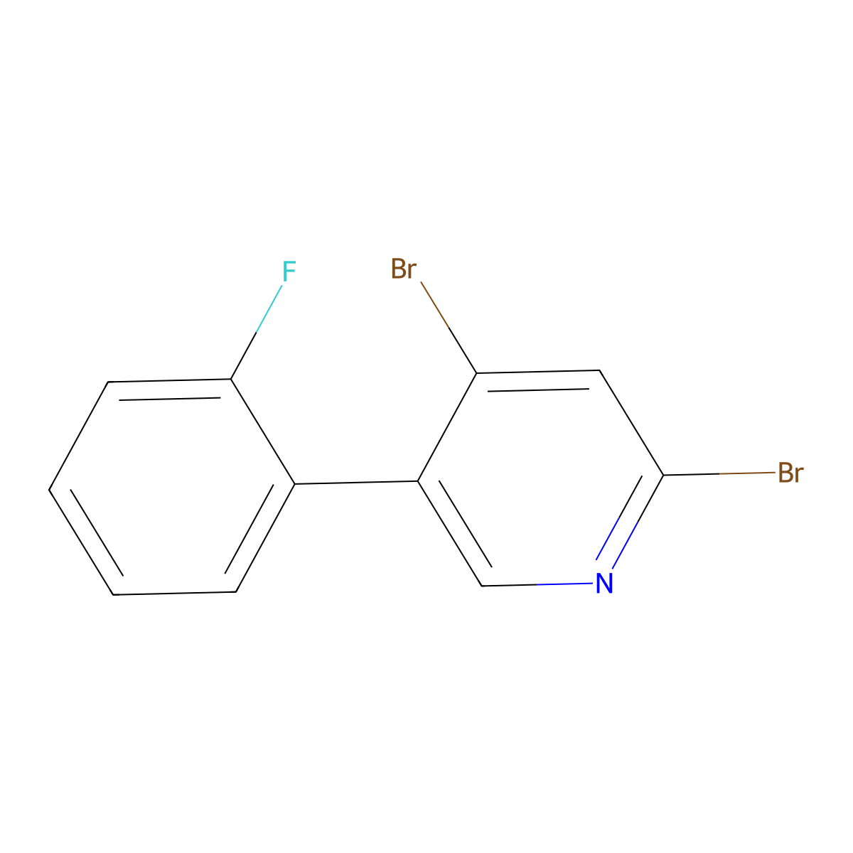 2,4-Dibromo-5-(2-fluorophenyl)pyridine molecular structure, CAS 1381933-48-7