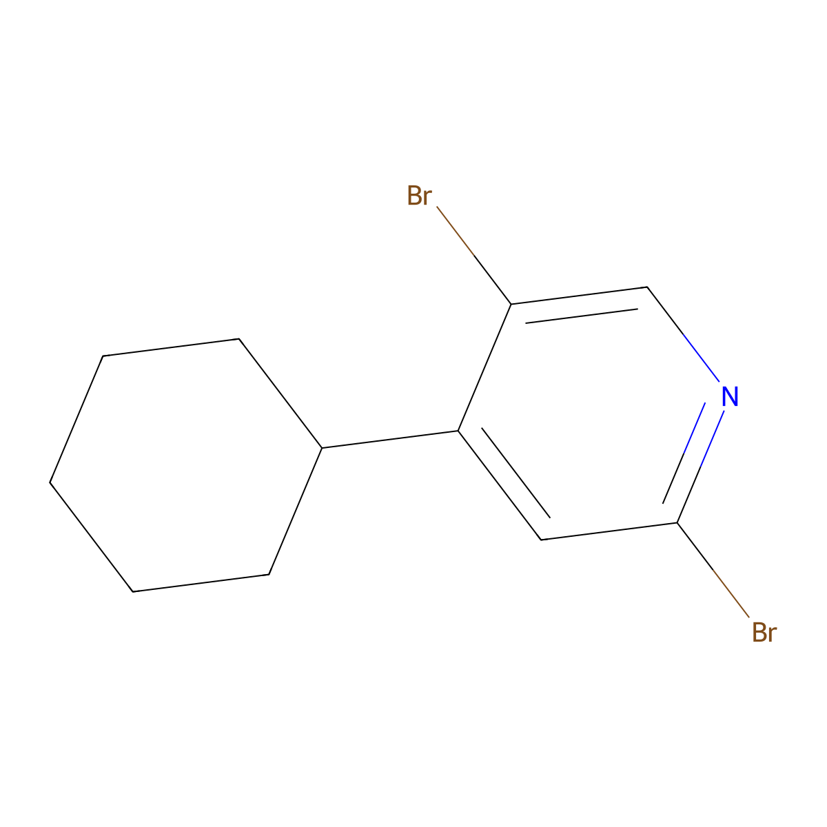 2,5-Dibromo-4-(cyclohexyl)pyridine molecular structure, CAS 1381933-49-8
