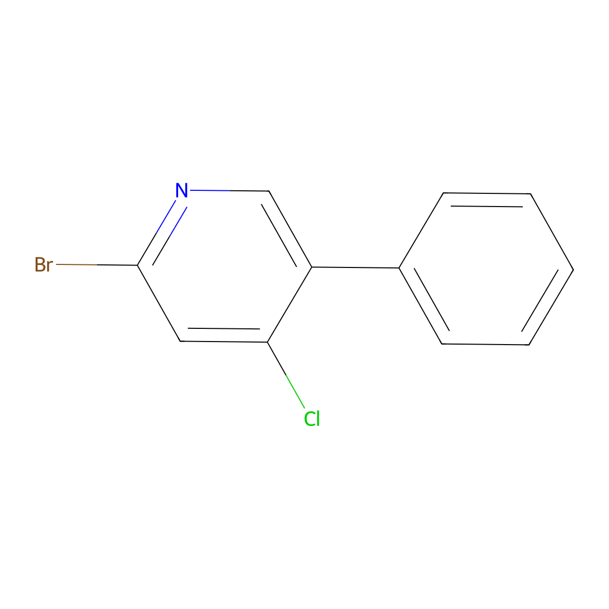 2-Bromo-4-chloro-5-phenylpyridine molecular structure, CAS 1381933-50-1