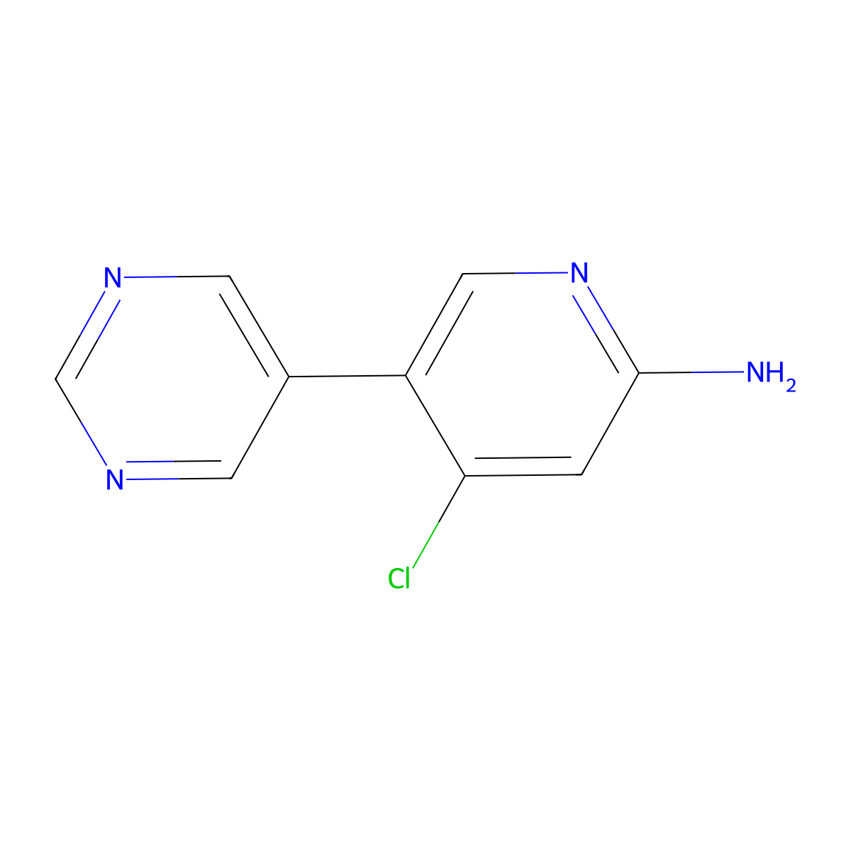 2-Amino-4-chloro-5-(5-pyrimidyl)pyridine molecular structure, CAS 1381933-52-3