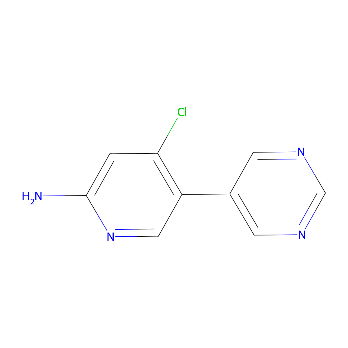 2-Amino-4-chloro-5-(5-pyrimidyl)pyridine molecular structure, CAS 1381933-52-3