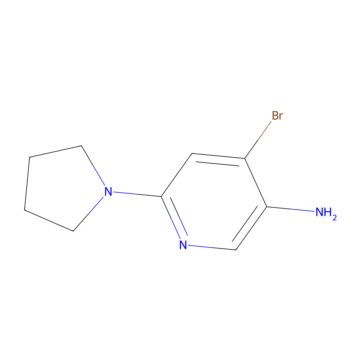 4-Bromo-3-amino-6-(pyrrolidino)pyridine molecular structure, CAS 1381933-53-4