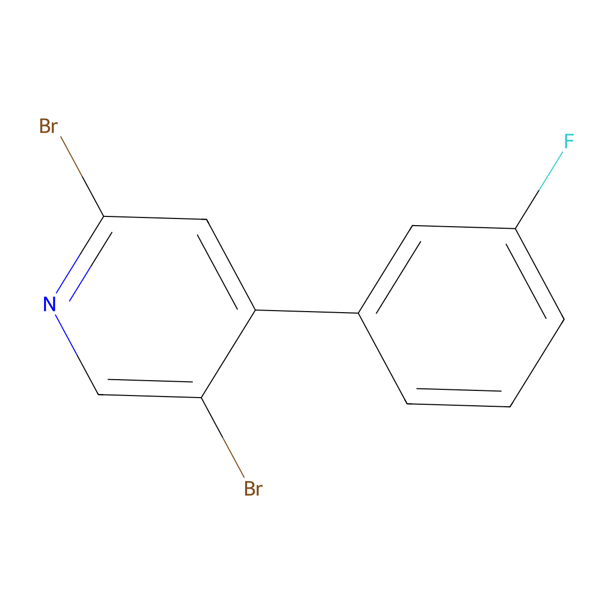 2,5-Dibromo-4-(3-fluorophenyl)pyridine molecular structure, CAS 1381933-59-0