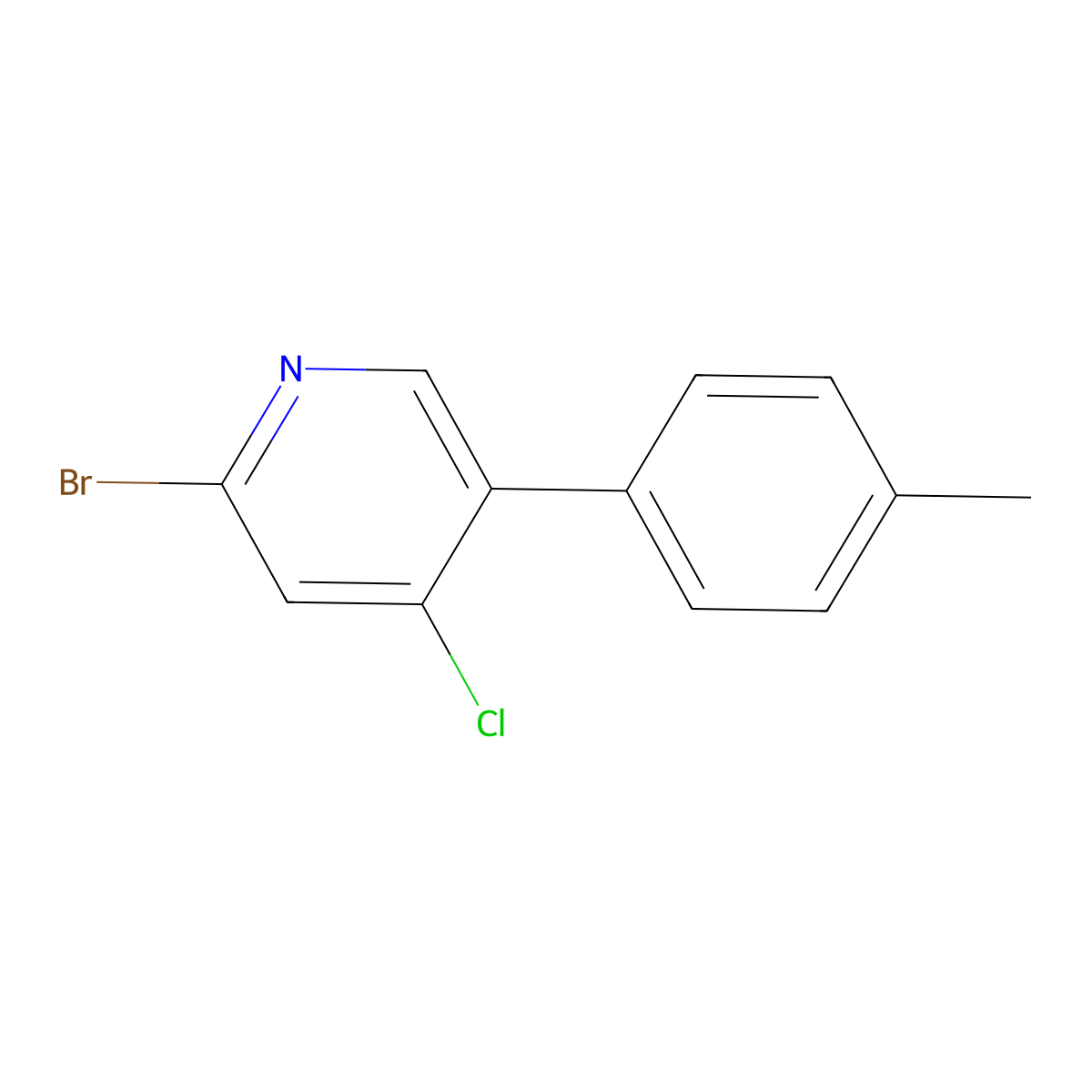 2-Bromo-4-chloro-5-(4-tolyl)pyridine molecular structure, CAS 1381933-62-5