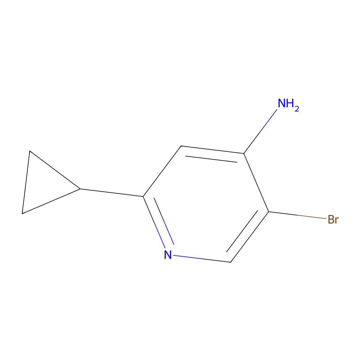 5-Bromo-2-cyclopropylpyridin-4-amine molecular structure, CAS 1381933-68-1