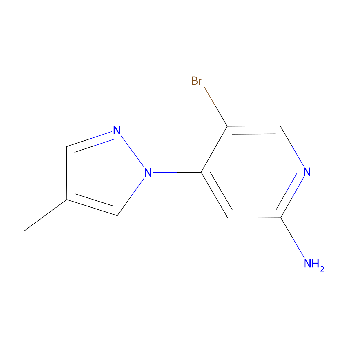 2-Amino-5-bromo-4-(4-methyl-1H-pyrazol-1-yl)pyridine molecular structure, CAS 1381933-70-5