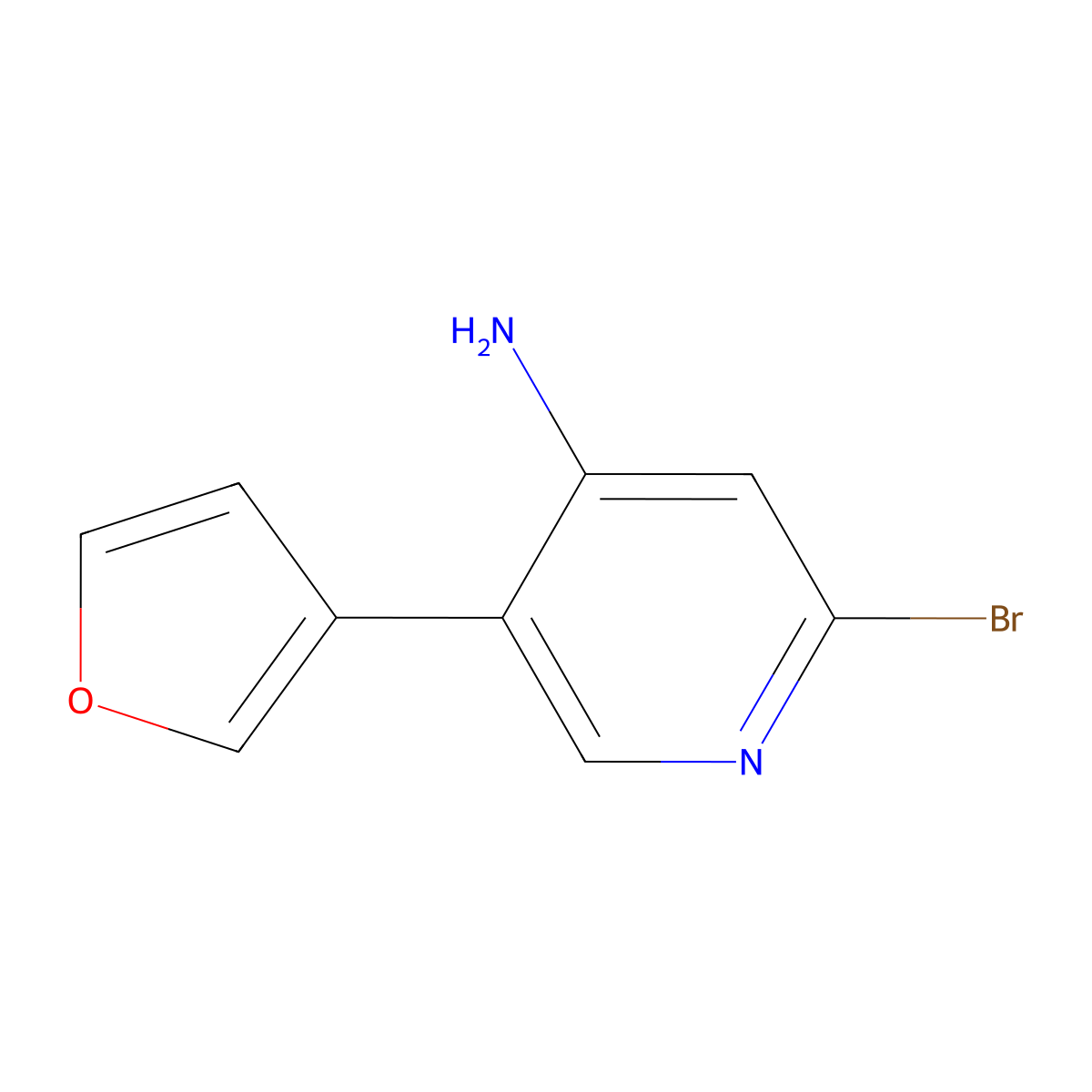 2-Bromo-4-amino-5-(3-furyl)pyridine molecular structure, CAS 1381933-76-1
