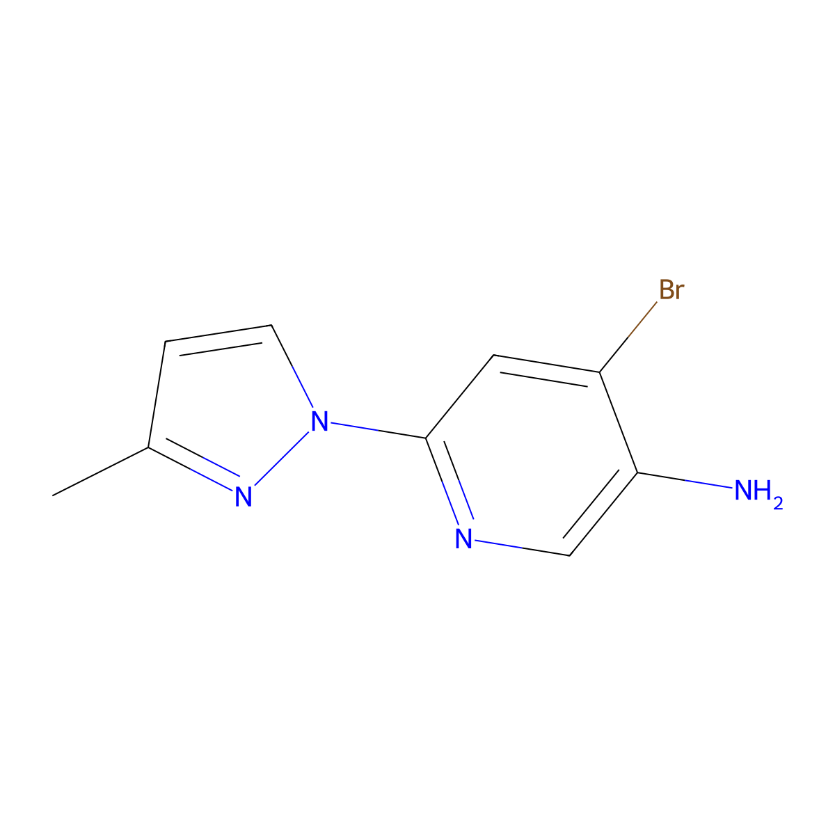 4-Bromo-3-amino-6-(3-methyl-1H-pyrazol-1-yl)pyridine molecular structure, CAS 1381933-77-2