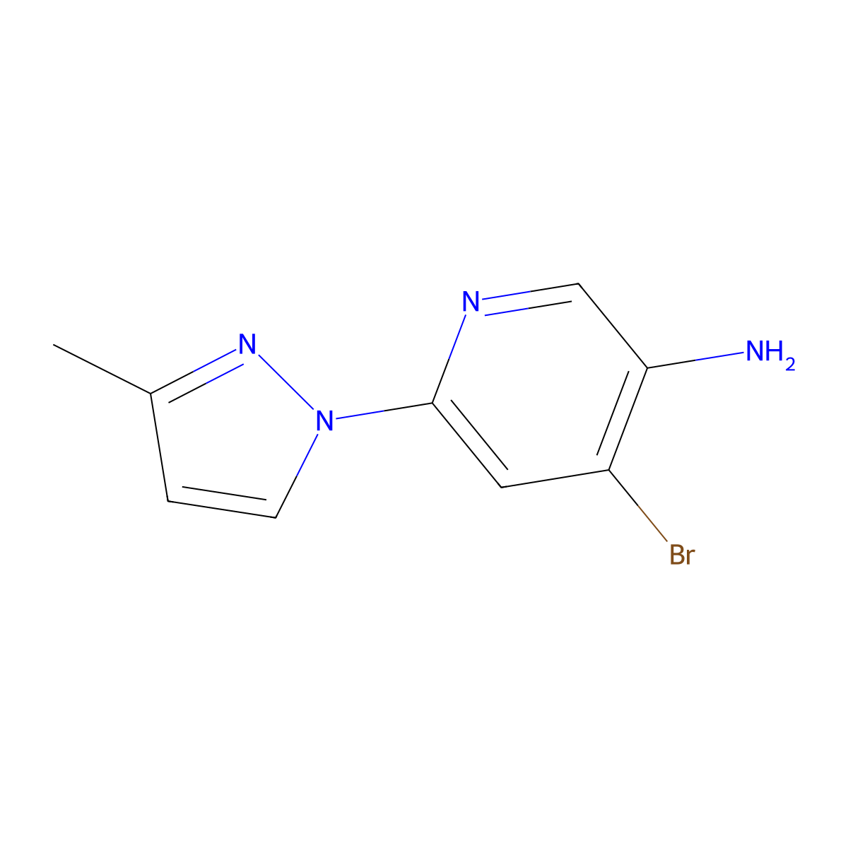 4-Bromo-3-amino-6-(3-methyl-1H-pyrazol-1-yl)pyridine molecular structure, CAS 1381933-77-2