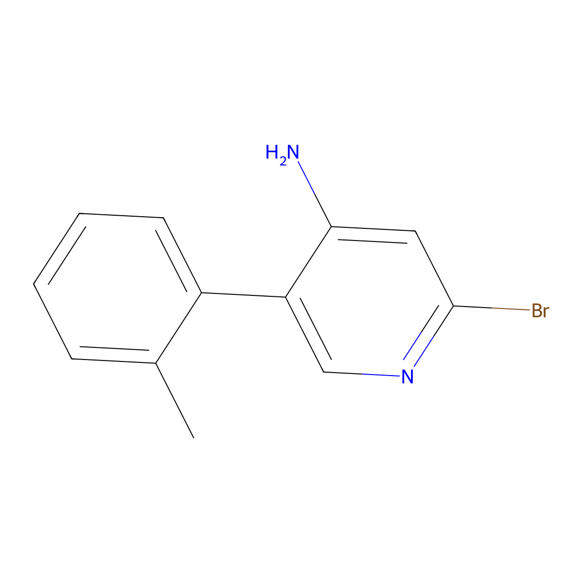 2-Bromo-4-amino-5-(2-tolyl)pyridine molecular structure, CAS 1381933-78-3