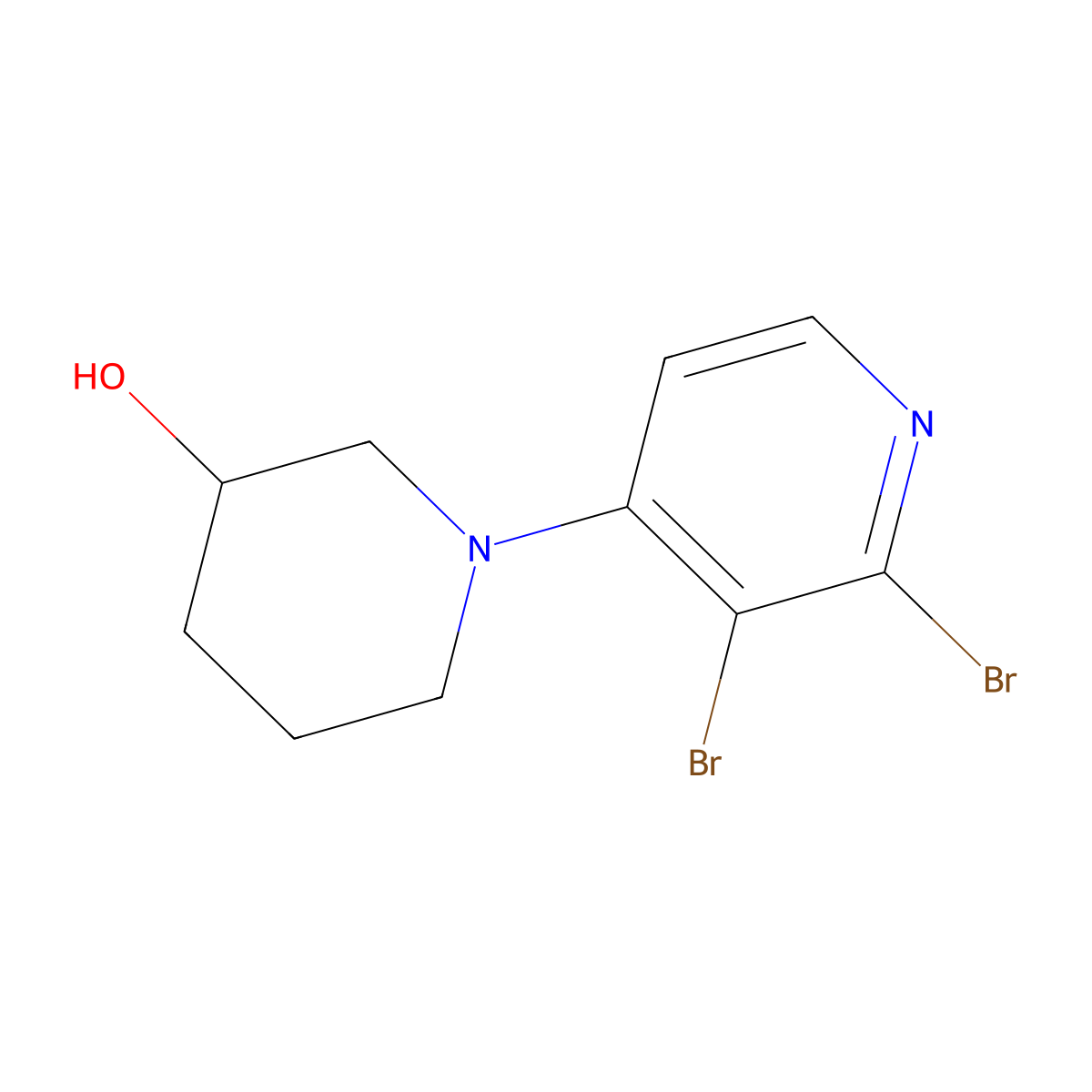 2,3-Dibromo-4-(3-hydroxypiperidin-1-yl)pyridine molecular structure, CAS 1381933-79-4