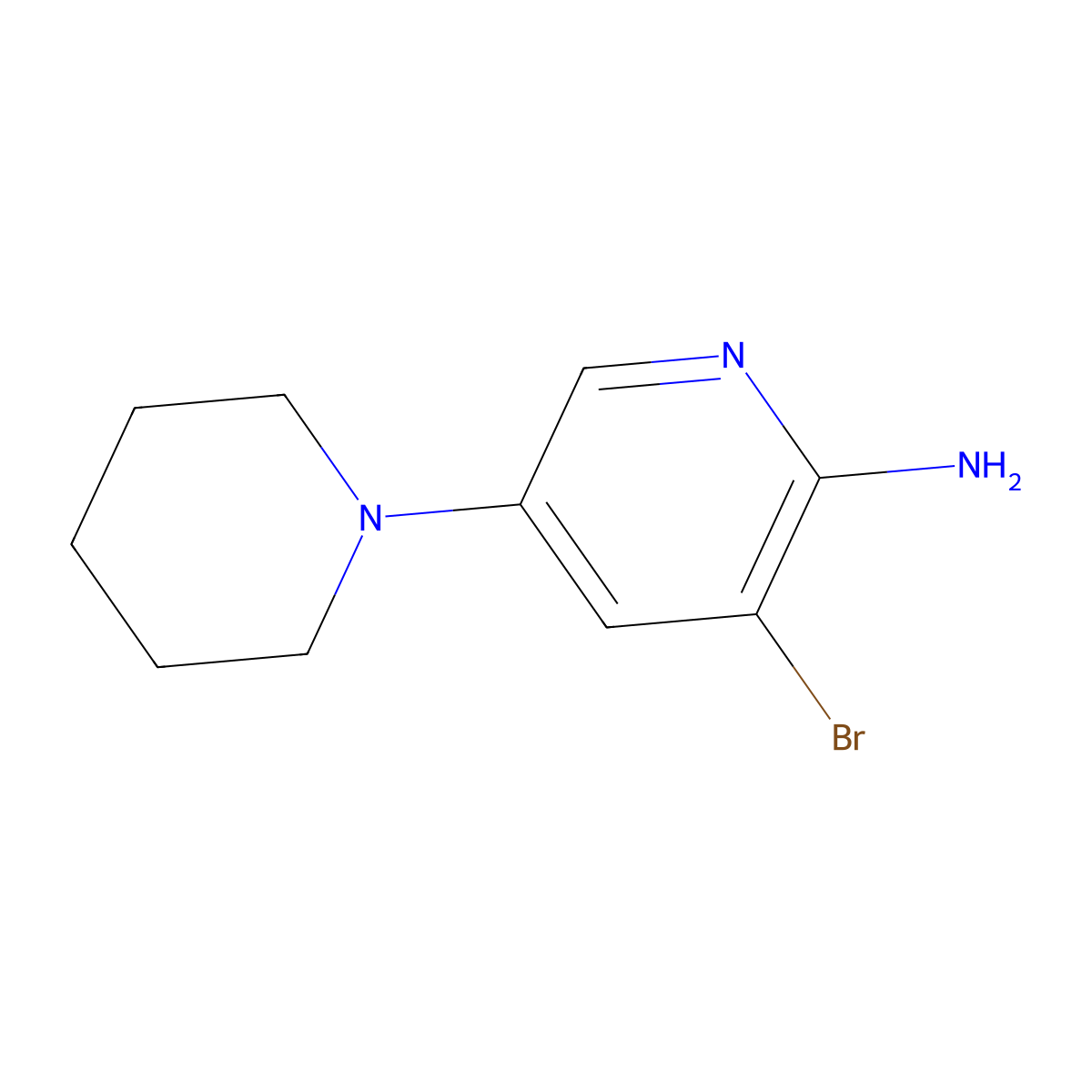 3-Bromo-2-amino-5-(piperidino)pyridine molecular structure, CAS 1381933-80-7