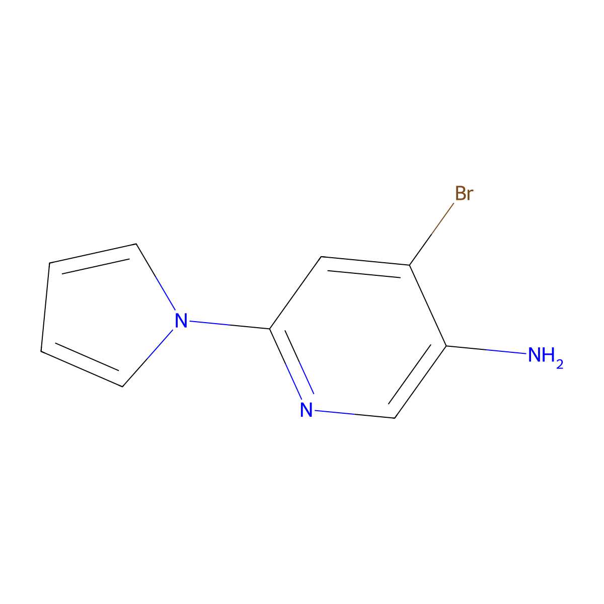 4-Bromo-3-amino-6-(1H-pyrrol-1-yl)pyridine molecular structure, CAS 1381933-83-0