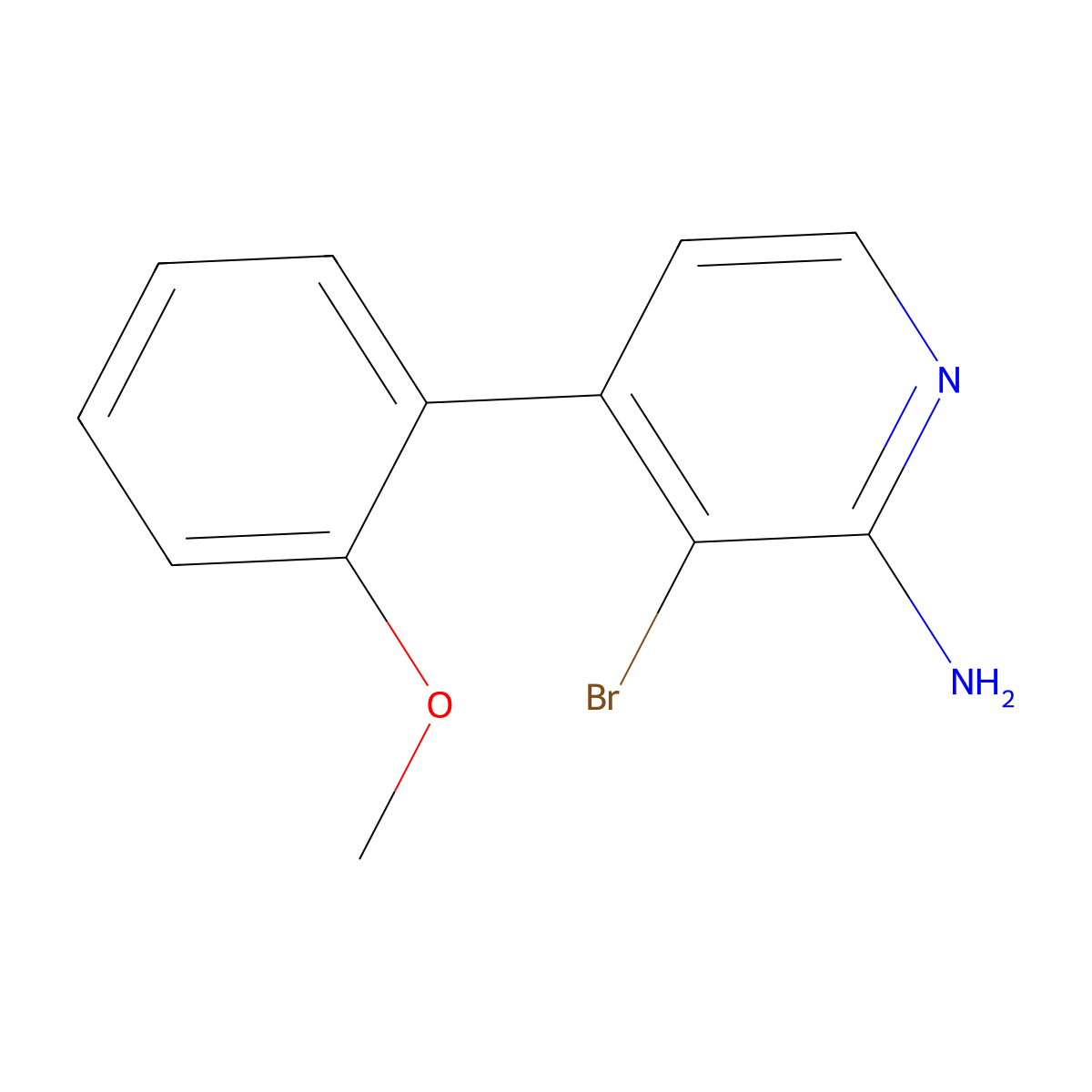 2-Amino-3-bromo-4-(2-methoxyphenyl)pyridine molecular structure, CAS 1381933-90-9