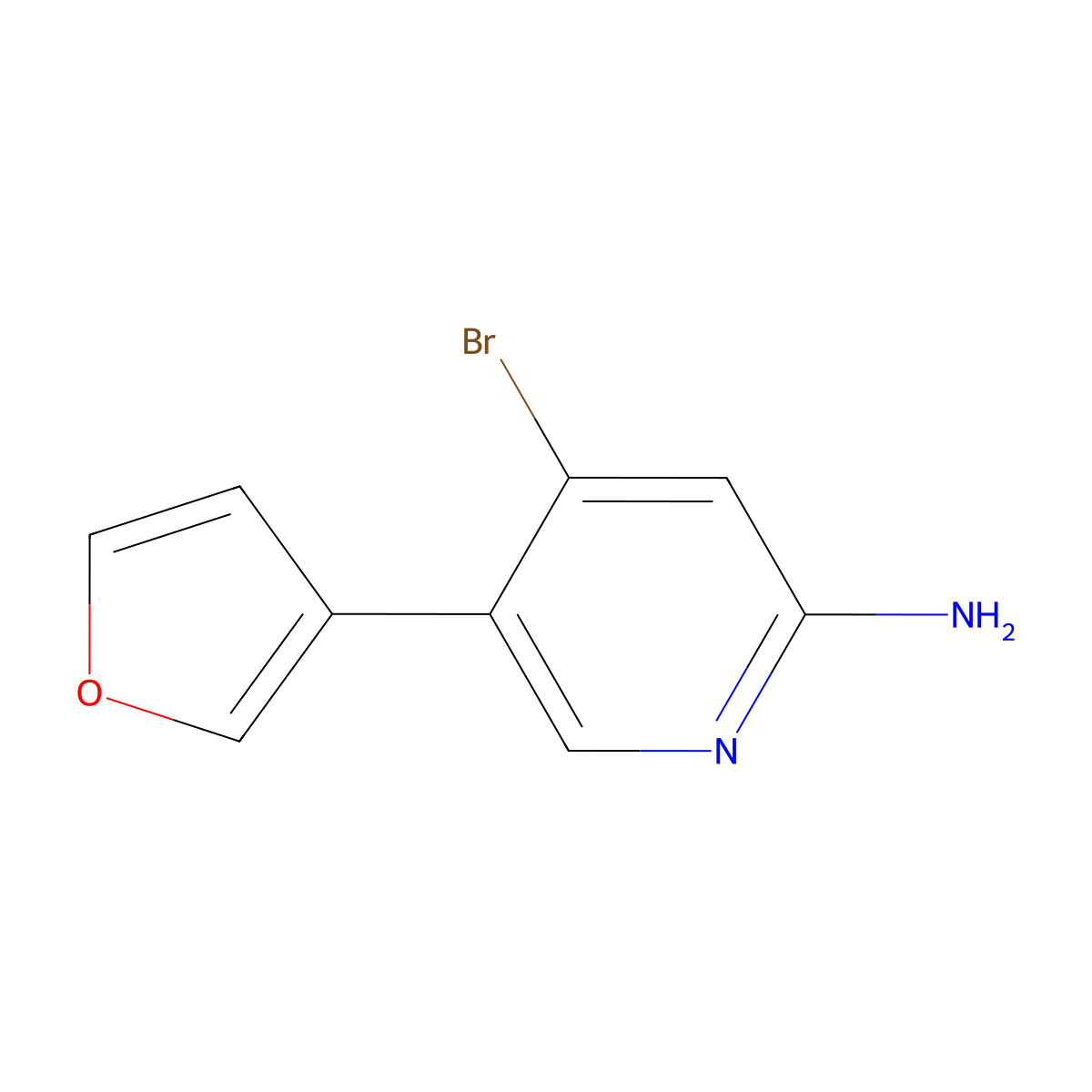 4-Bromo-2-amino-5-(3-furyl)pyridine molecular structure, CAS 1381933-93-2