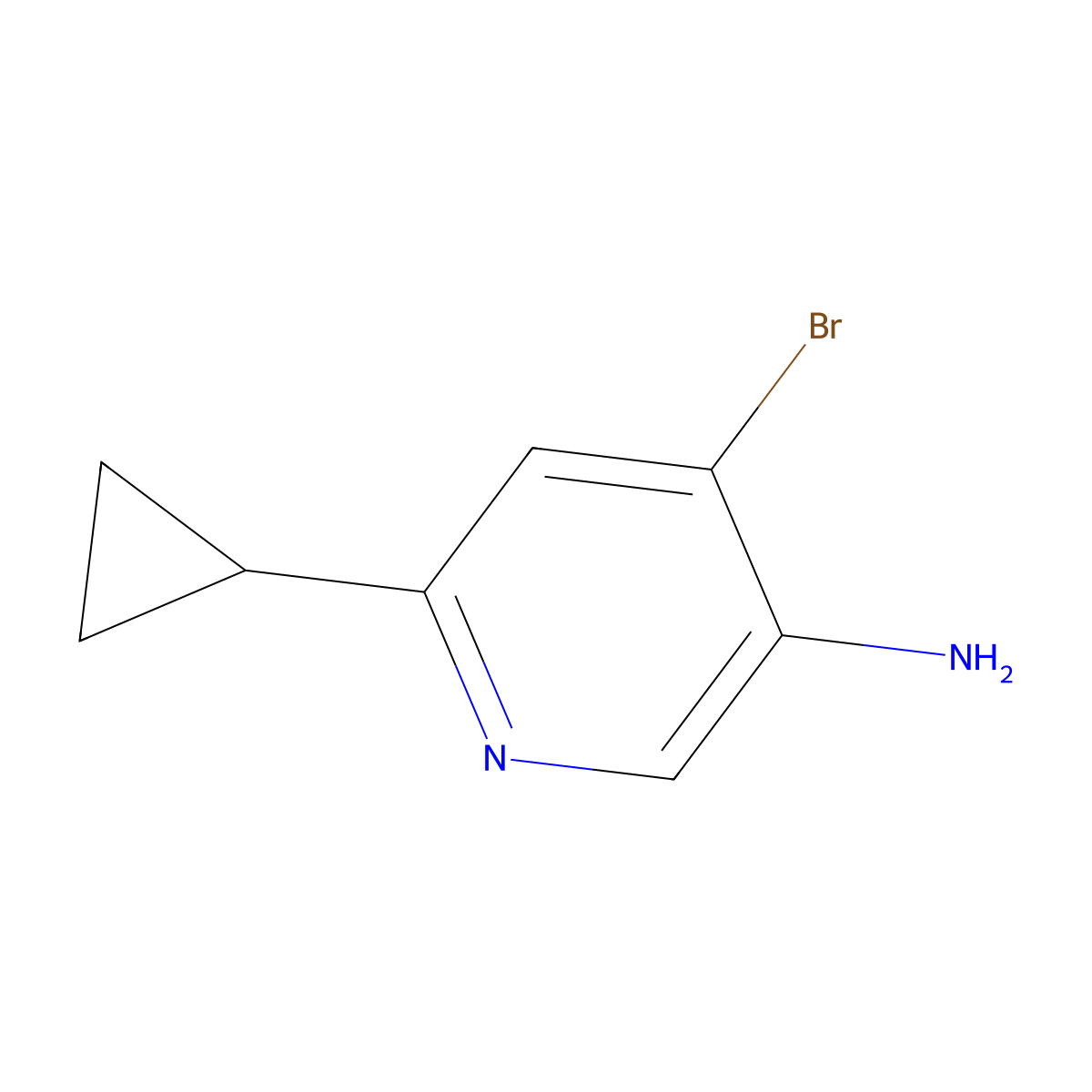 4-Bromo-3-amino-6-(cyclopropyl)pyridine molecular structure, CAS 1381933-95-4