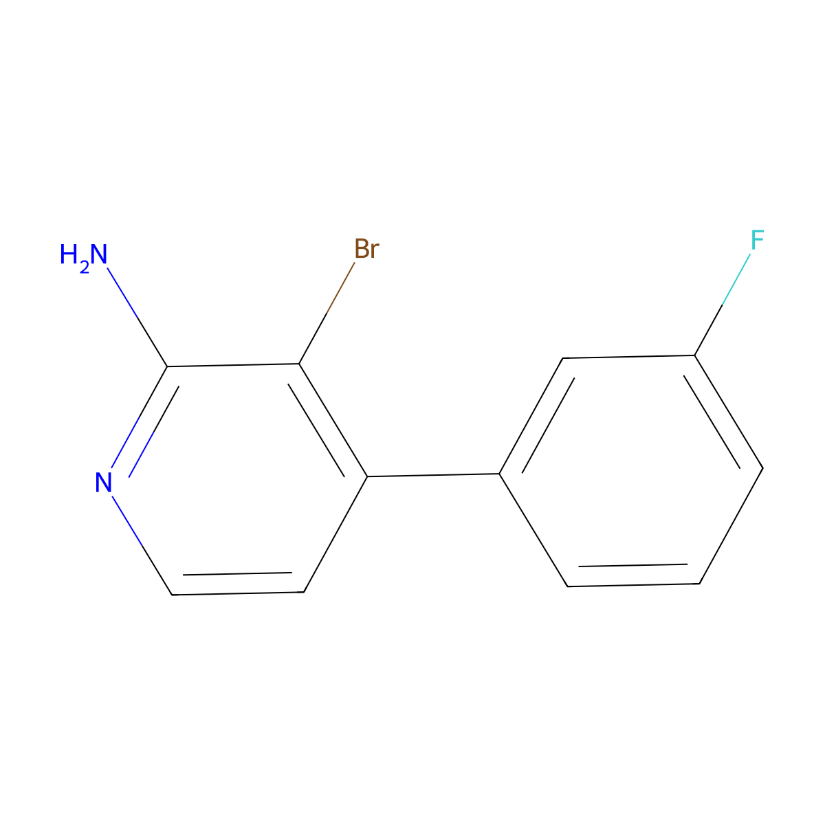 2-Amino-3-bromo-4-(3-fluorophenyl)pyridine molecular structure, CAS 1381933-97-6