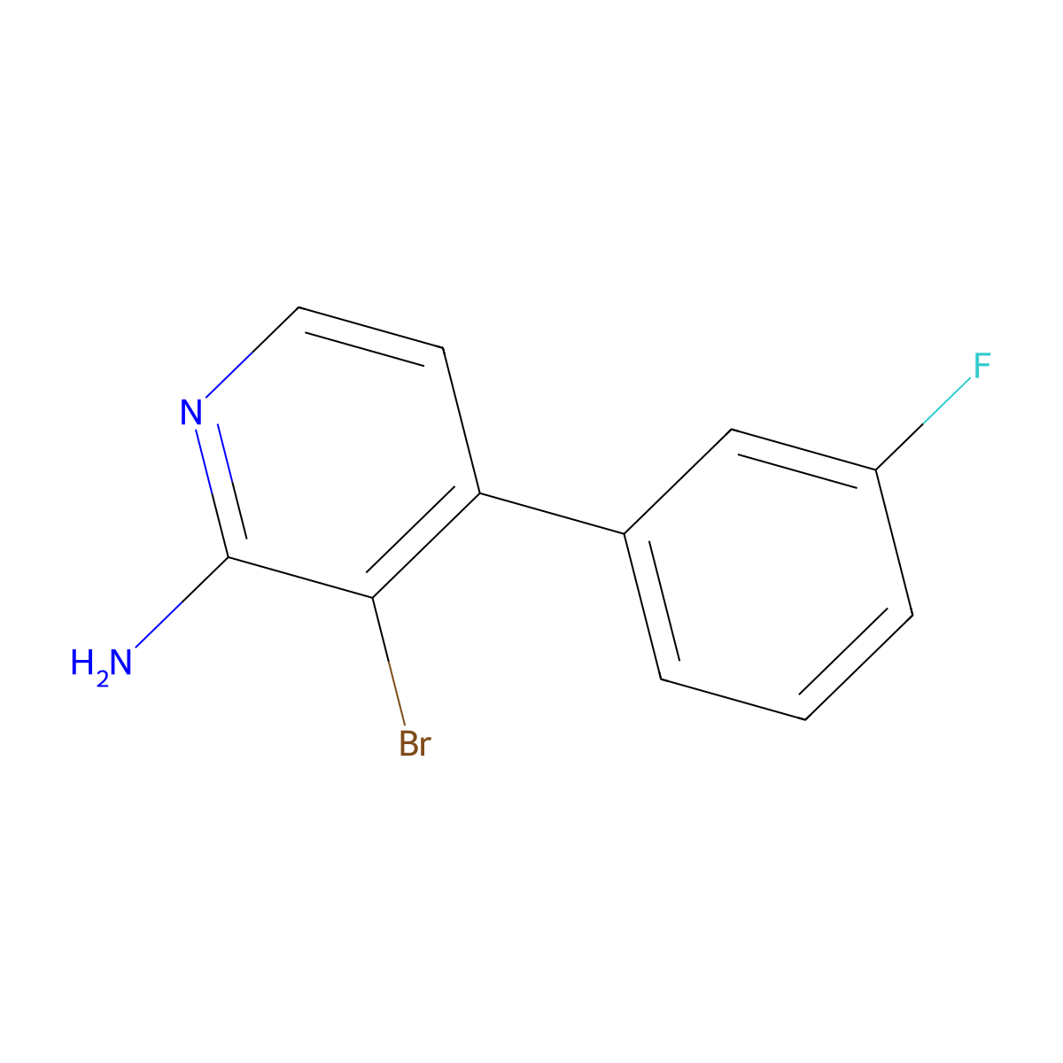 2-Amino-3-bromo-4-(3-fluorophenyl)pyridine molecular structure, CAS 1381933-97-6