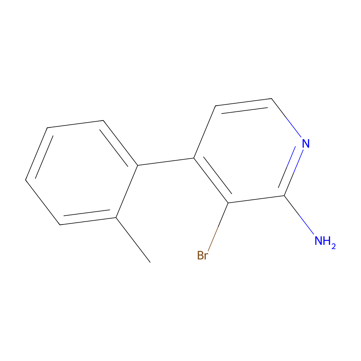 2-Amino-3-bromo-4-(2-tolyl)pyridine molecular structure, CAS 1381933-99-8