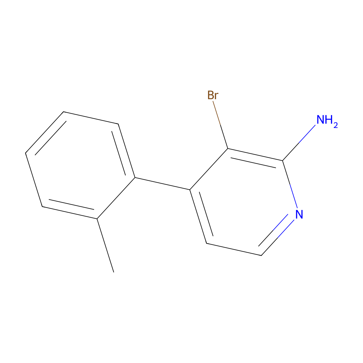 2-Amino-3-bromo-4-(2-tolyl)pyridine molecular structure, CAS 1381933-99-8