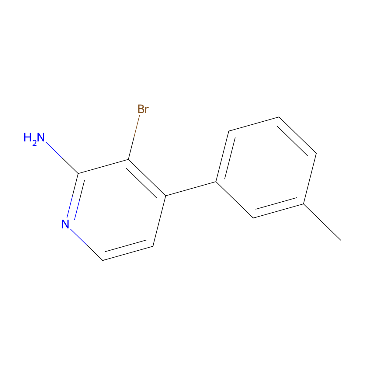 2-Amino-3-bromo-4-(3-tolyl)pyridine molecular structure, CAS 1381934-04-8
