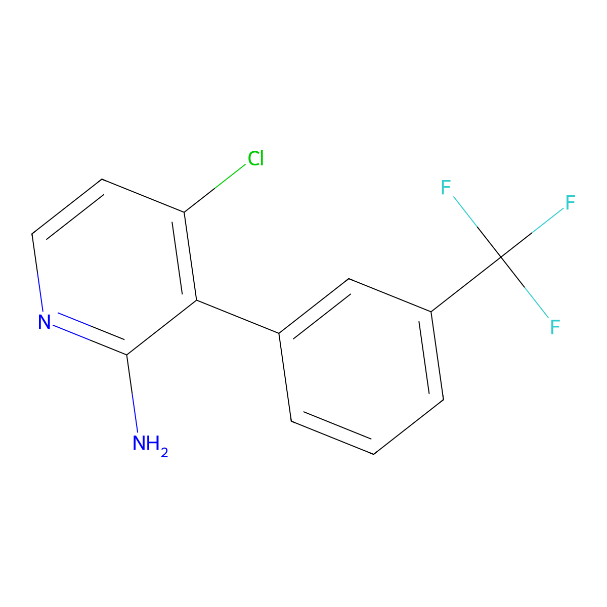 2-Amino-4-chloro-3-(3-trifluoromethylphenyl)pyridine molecular structure, CAS 1381934-06-0