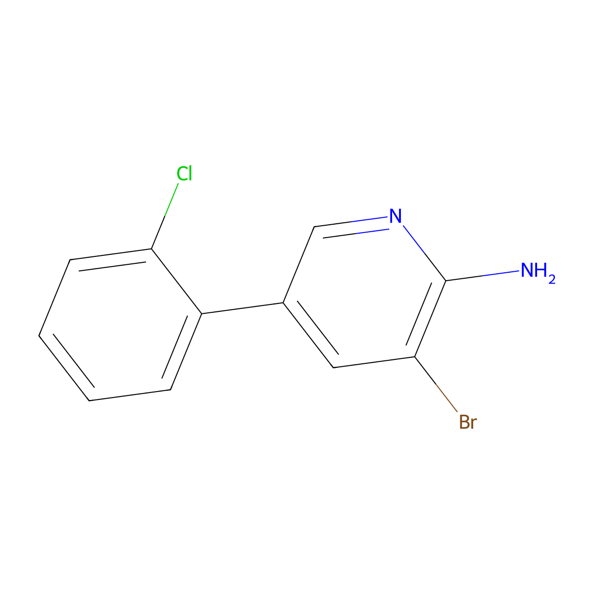 2-Amino-3-bromo-5-(2-chlorophenyl)pyridine molecular structure, CAS 1381934-07-1