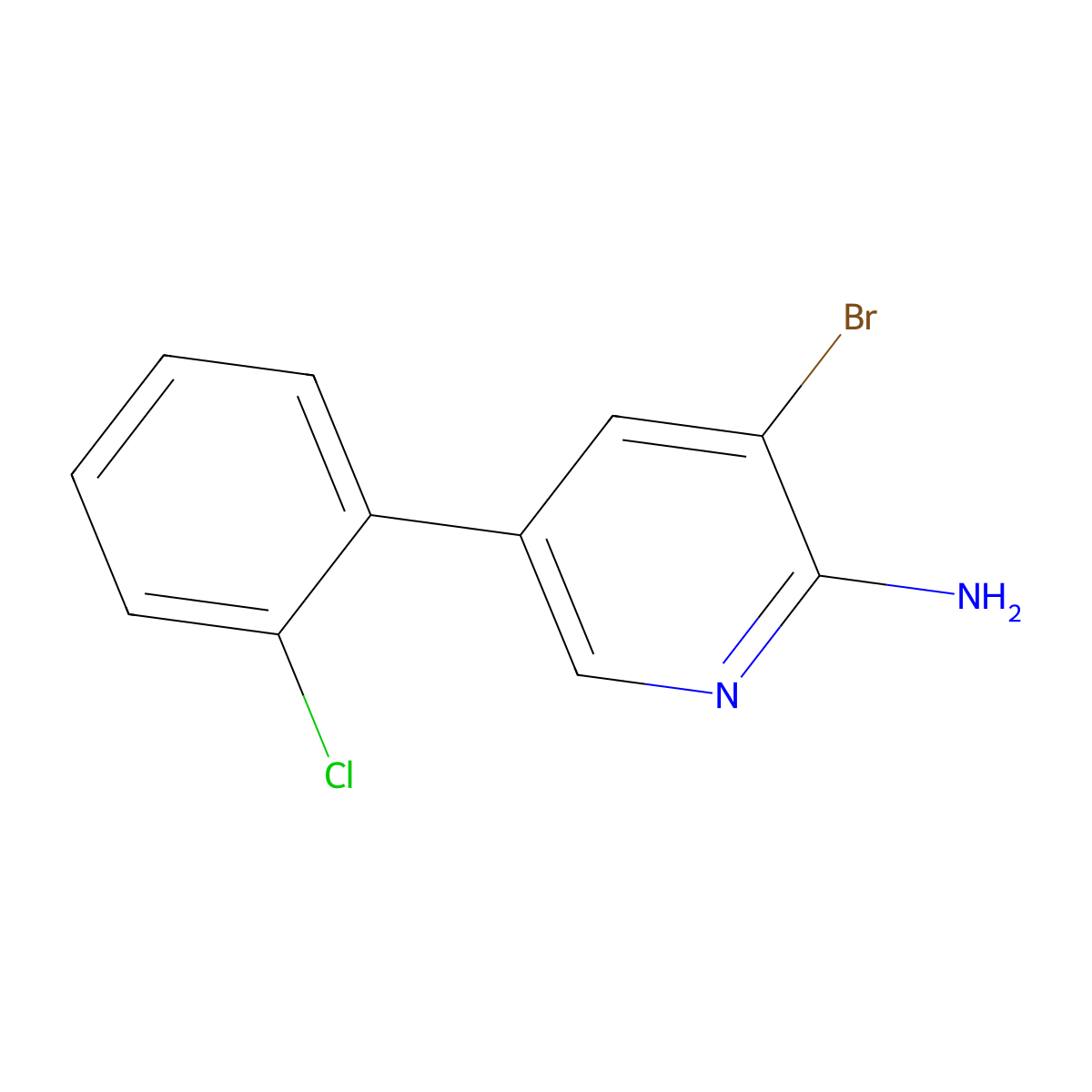 2-Amino-3-bromo-5-(2-chlorophenyl)pyridine molecular structure, CAS 1381934-07-1