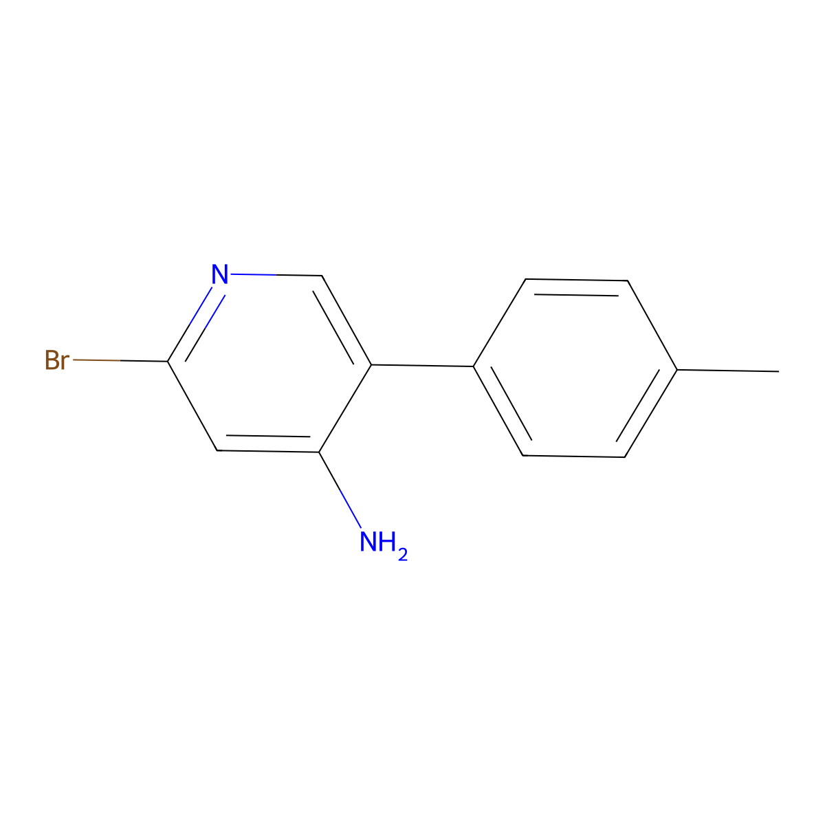 2-Bromo-4-amino-5-(4-tolyl)pyridine molecular structure, CAS 1381934-08-2